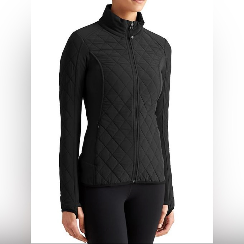Athleta Black Quilted Upside Full Zip Jacket